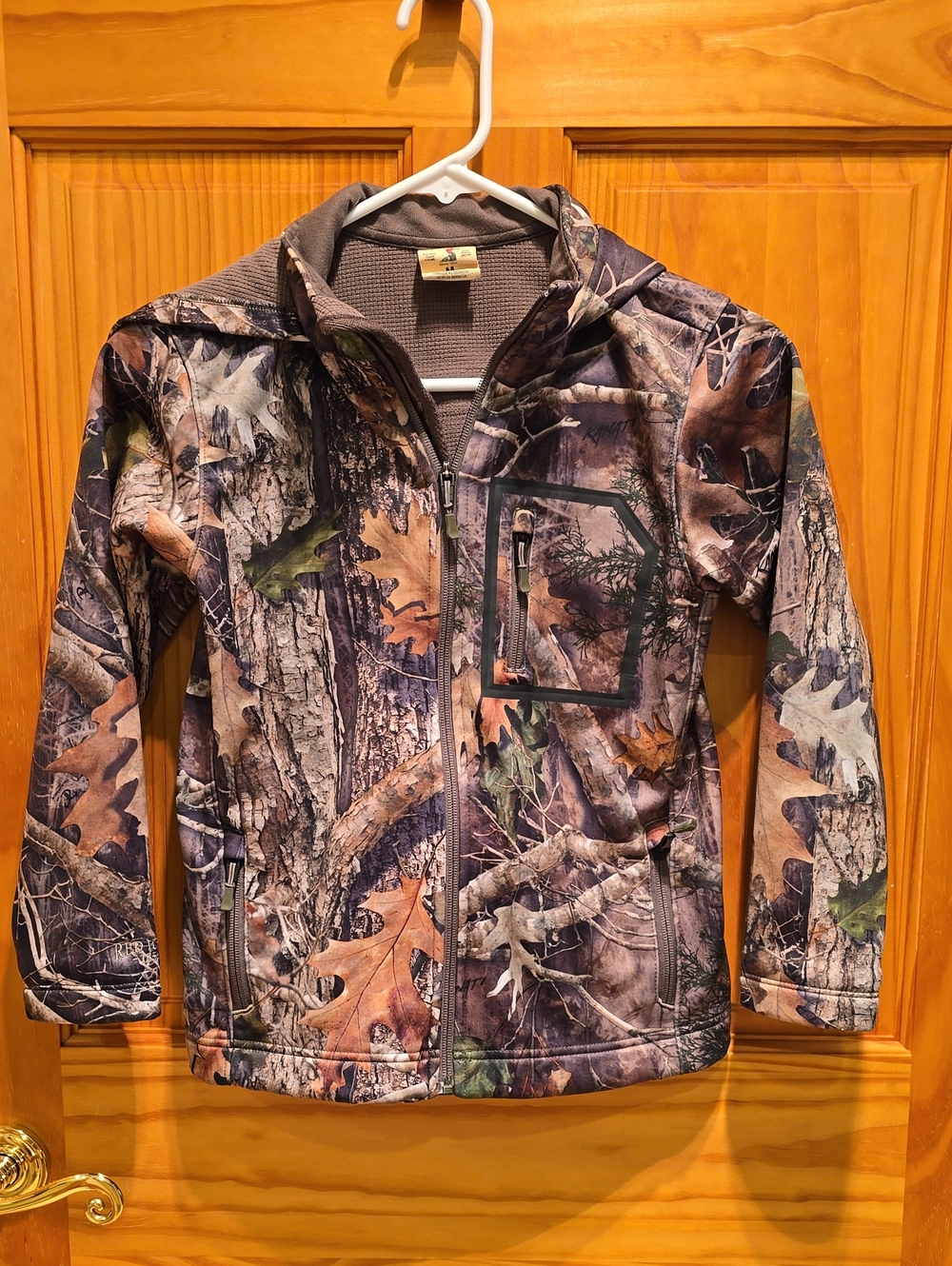 Kids Camo Zip-Up Jacket - Red HeadInspired Forest Print. Medium